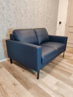 Stijlvolle blauwe leren bank - Tweezitter, Prominent, 150 tot 200 cm, Onbekend, Tweepersoons