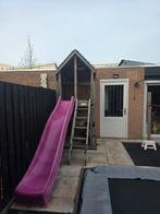 Houten speelhuisje met glijbaan, Ophalen of Verzenden, Gebruikt, Hout