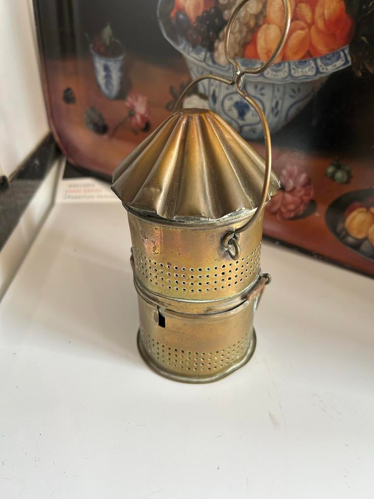 Antiek Messing Koper Kaarslantaarn koets mijn lantaarn lamp, Ophalen of Verzenden, Koper
