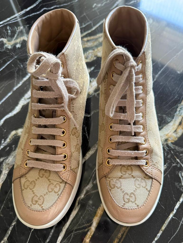 100% Originele - GUCCI - Hightop Sneakers - 37, Kleding | Dames, Schoenen, Beige, Ophalen of Verzenden, Sneakers of Gympen, Zo goed als nieuw