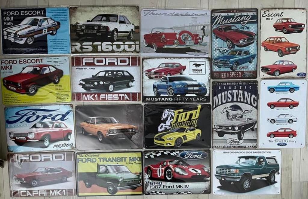 Metalen wandbord Ford automerk 20x30 cm (€8 p/st), Ophalen of Verzenden, Zo goed als nieuw, Auto's