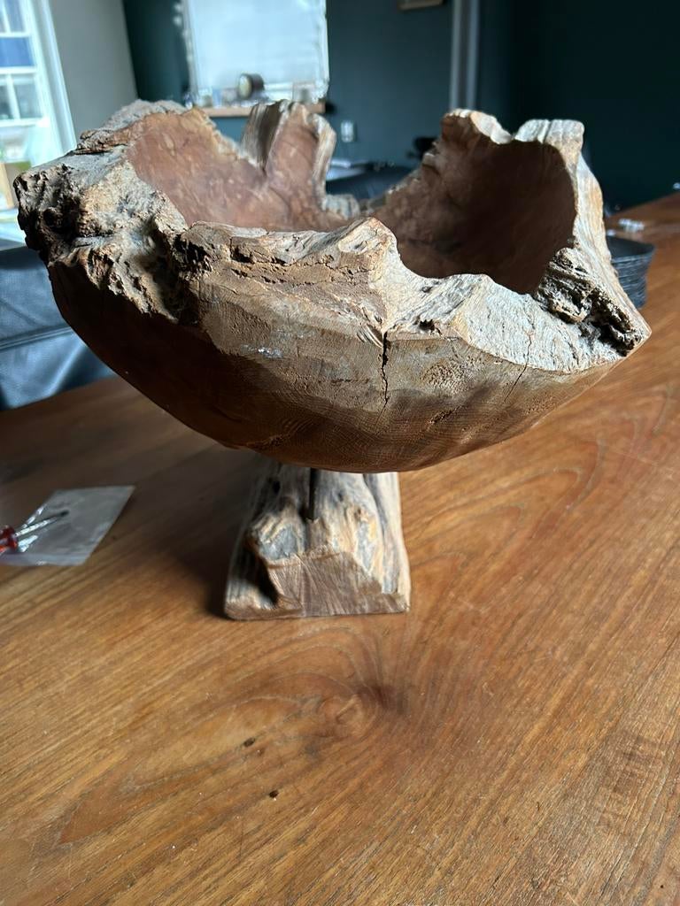 Teak fruitschaal, Ophalen, Gebruikt, Schaal, Ovaal