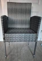 Grijze rotan stoel voor binnen of buiten, Ophalen, Gebruikt, Metaal, Modern, Tuinmeubelen