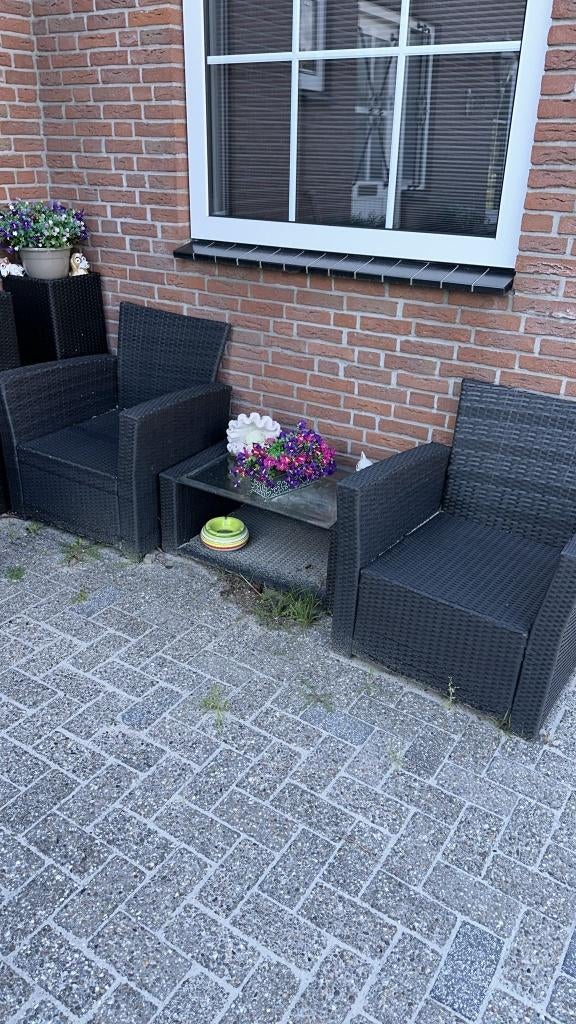 Loungeset wicker, Tuin en Terras, Tuinsets en Loungesets, Ophalen, 4 zitplaatsen, Kunststof, Gebruikt