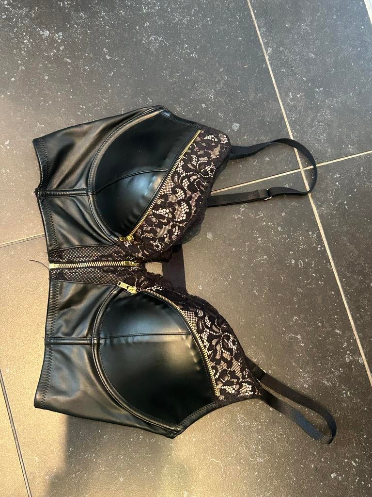 Zwarte bustier met kant en ritsen, Ophalen of Verzenden, Zwart, Body of Korset