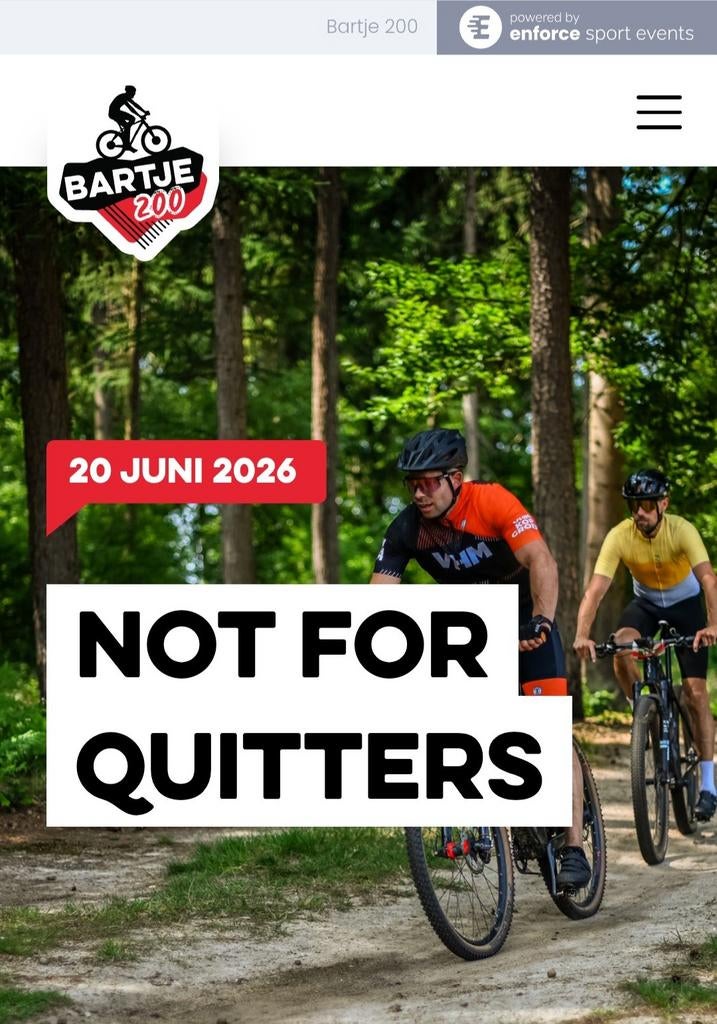 1 of 2 startbewijzen Bartje 200, 200km MTB, cyclosportive, Twee personen, Juni