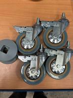 4x Zwenkwielen met rem, 100x27mm, kunststof, voor karren, Gebruikt, Ophalen of Verzenden, Nvt, Nvt