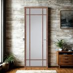 Svedex Donker eiken binnendeur met glas in stomp en opdek, Niet ingevuld, 80 tot 100 cm, Binnendeur, Niet ingevuld