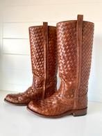 leren Sandra laarzen – gevlochten leer maat 38, Ophalen of Verzenden, Zo goed als nieuw, Bruin, Hoge laarzen