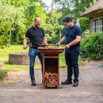 bbq Plancha Camarada Cortenstaal met wielen en houtopslag NW