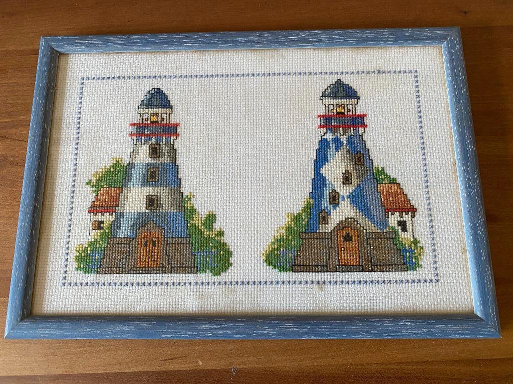 vuurtoren geborduurd, Huis en Inrichting, Ophalen of Verzenden, Zo goed als nieuw