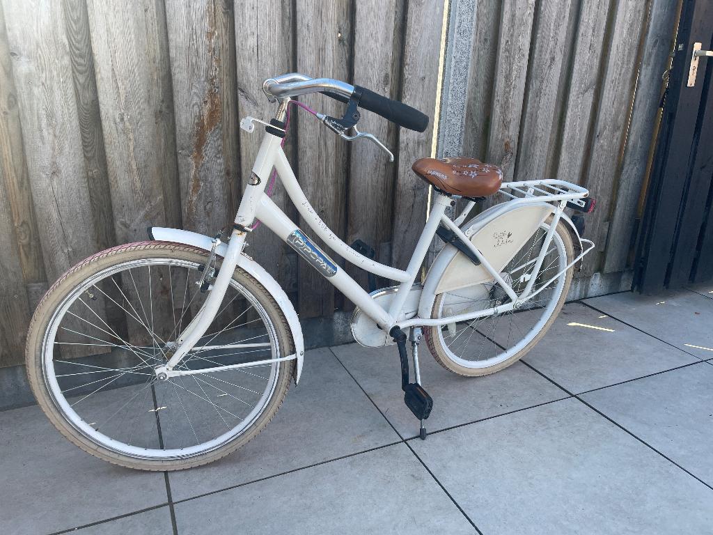 Witte meisjes fiets, Fietsen en Brommers, Ophalen, Terugtraprem, Gebruikt, POPAL