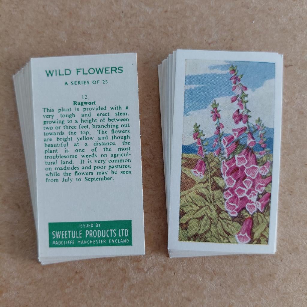Wild Flowers complete set 25 trade cards Sweetule 1960, Ophalen, Gebruikt