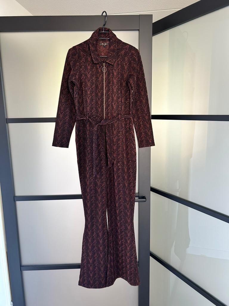 King Louie maat M glitter jumpsuit broekpak 2533, Kleding | Dames, Jumpsuits, Maat 38/40 (M), Bruin, Ophalen of Verzenden, Zo goed als nieuw