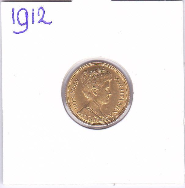 Mooi gouden vijfje 1912 Wilhelmina, Postzegels en Munten, Munten | Nederland, Losse munt, 5 gulden, Koningin Wilhelmina, Goud