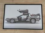 Delorean Back to the Future poster in Ikea Ribba lijst 94x64, Ophalen, Zo goed als nieuw, A1 t/m A3