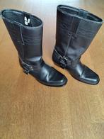 Zwarte leren motorlaarzen, Dames, Laarzen, Tweedehands, Ophalen