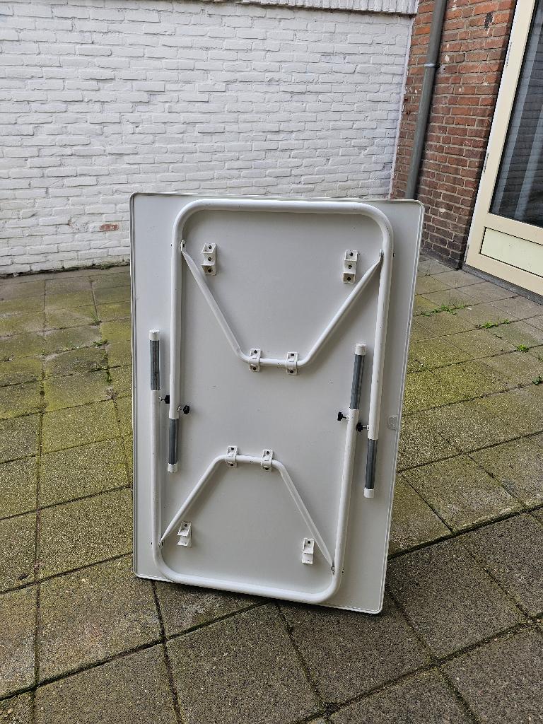 Inklapbare campingtafel in hoogte verstelbaar 105x70 cm, wit, Ophalen, Campingtafel