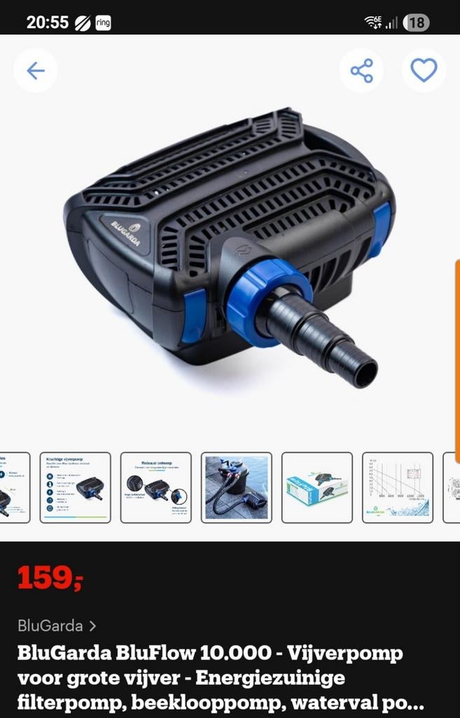 Blugarda vijverpomp 10m3/ uur, Tuin en Terras, Vijver-toebehoren, Ophalen, Zo goed als nieuw, Vijverpomp