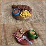 PLANKJES MET LEKKER ETEN VOOR POPPENHUIS 1:12, Ophalen of Verzenden, Nieuw, Bruin, Overige materialen