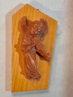 Houten wanddecoratie engel met viool, Ophalen of Verzenden