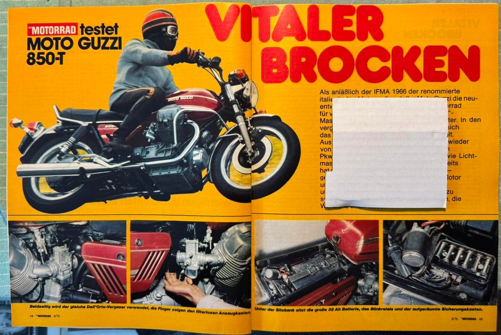 Test 1975 Moto Guzzi 850T, Verzenden, Zo goed als nieuw, Motoren