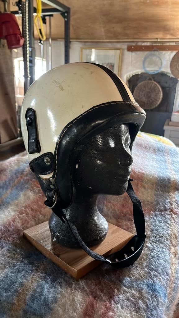 Oude parachute helm - Brommerhelm vintage, Ophalen, Zo goed als nieuw
