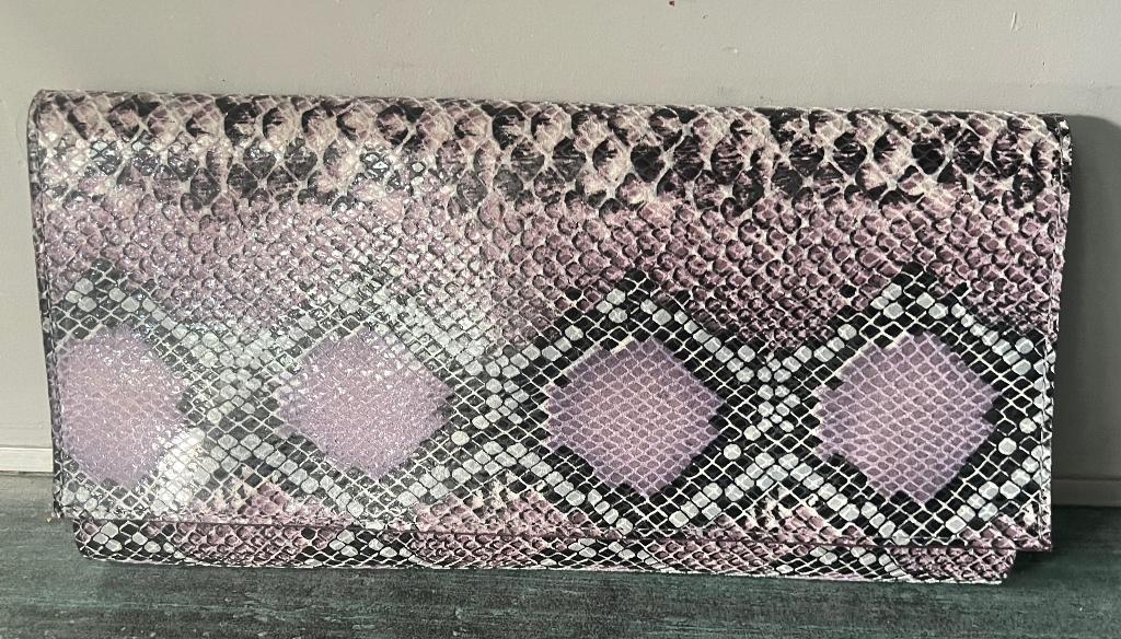 Leatherrock. Leren croco clutch. Paars/grijs., Ophalen of Verzenden, Nieuw, Paars, Handtas