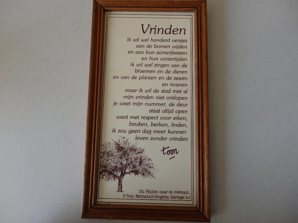 Tegeltje in lijstje,  Vrienden Toon, Huis en Inrichting, Ophalen of Verzenden, Zo goed als nieuw