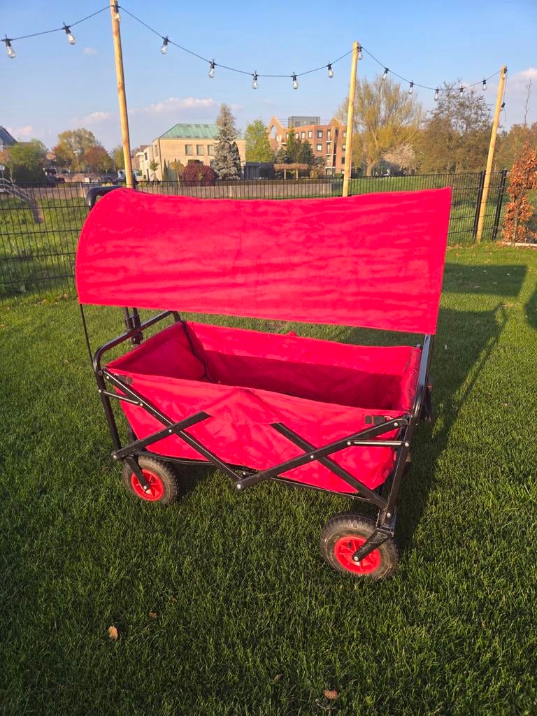 Macwagon Opvouwbare Bolderkar met Zonnehuif - Rood, Caravans en Kamperen, Bolderkarren, Ophalen, Opvouwbaar, Gebruikt