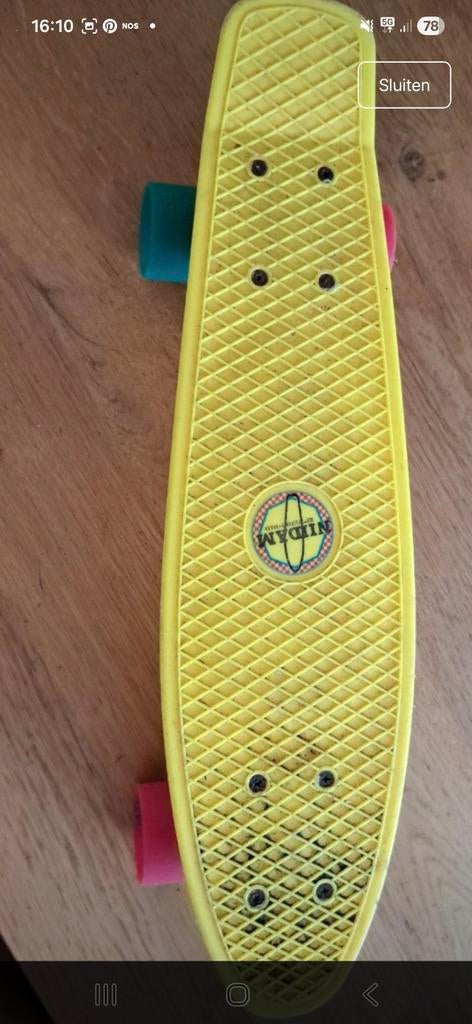 NIDAM Geel Penny Skateboard, Sport en Fitness, Skateboarden, Ophalen, Gebruikt