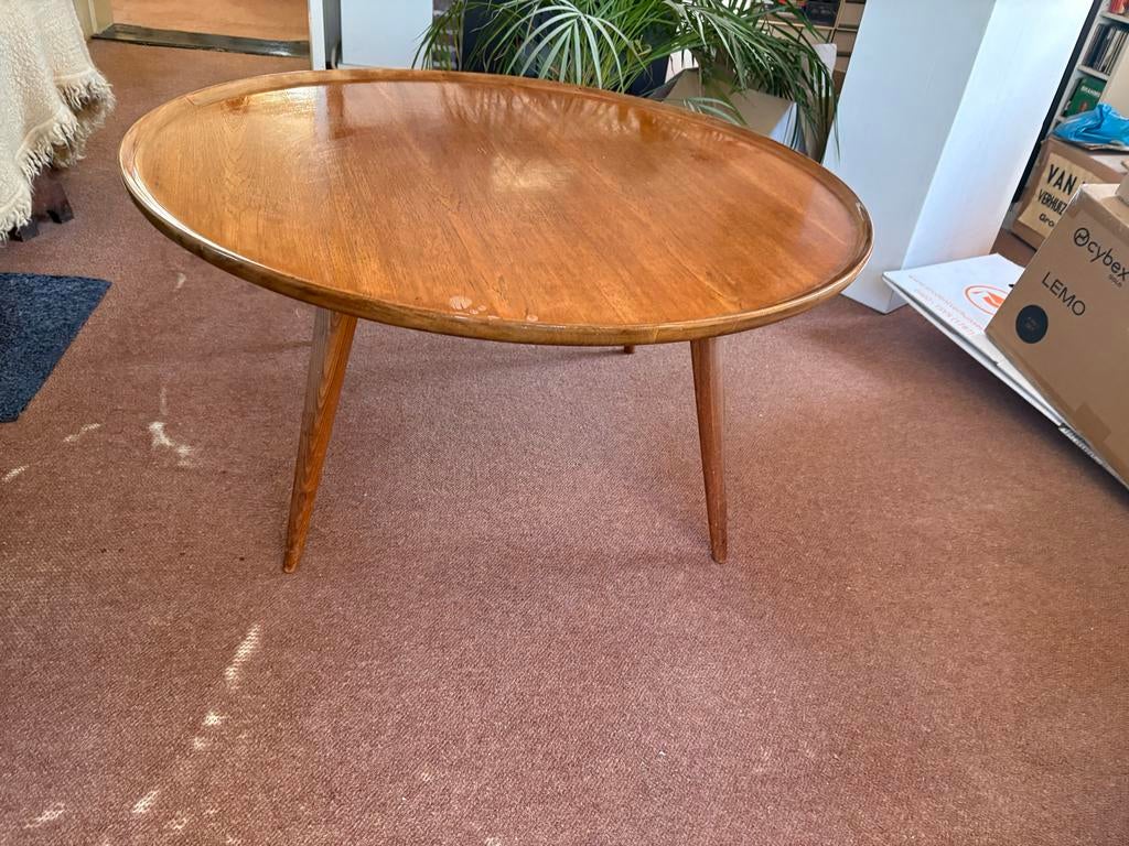 Antieke Ronde Salontafel - Klassiek Houten Design, Huis en Inrichting, Tafels | Salontafels, Ophalen, Gebruikt, 50 tot 100 cm