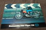 Triumph Bonneville 750 Tiger 750 motorfiets verkoop folder, Motoren, Ophalen of Verzenden, Triumph