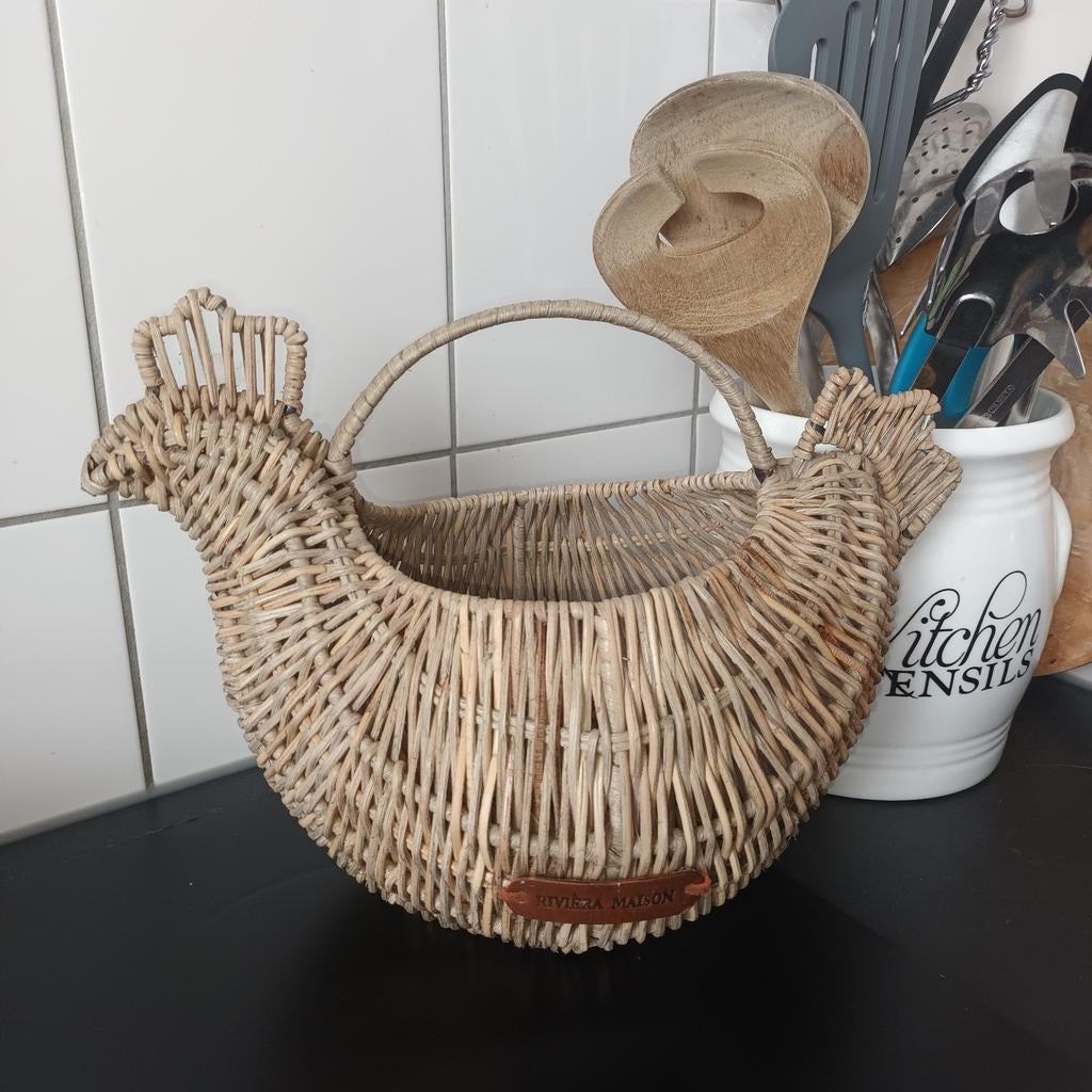 Riviera Maison eiermandje, Huis en Inrichting, Woonaccessoires | Schalen en Manden, Ophalen, Mand, Nieuw, Riet
