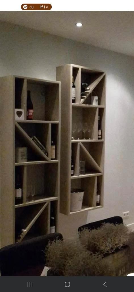 Handgemaakte Wijn/Opbergkast met Ophangsysteem, Huis en Inrichting, Woonaccessoires | Wijnrekken, Gebruikt, 75 cm of meer, Hout