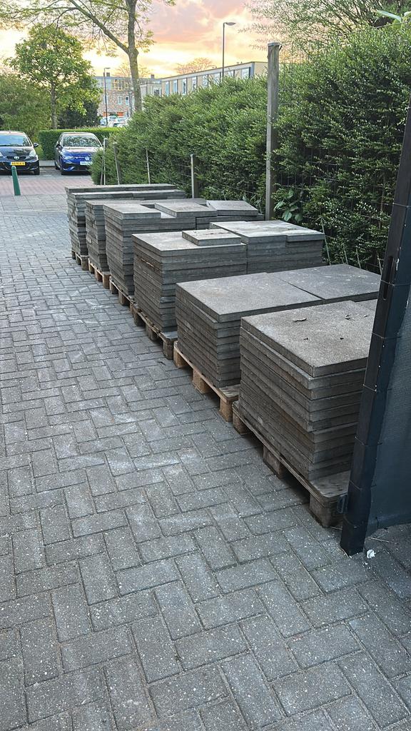 55m2 tuintegels 60x60, Tuin en Terras, Tegels en Klinkers, Ophalen, Gebruikt, 10 m² of meer, Beton