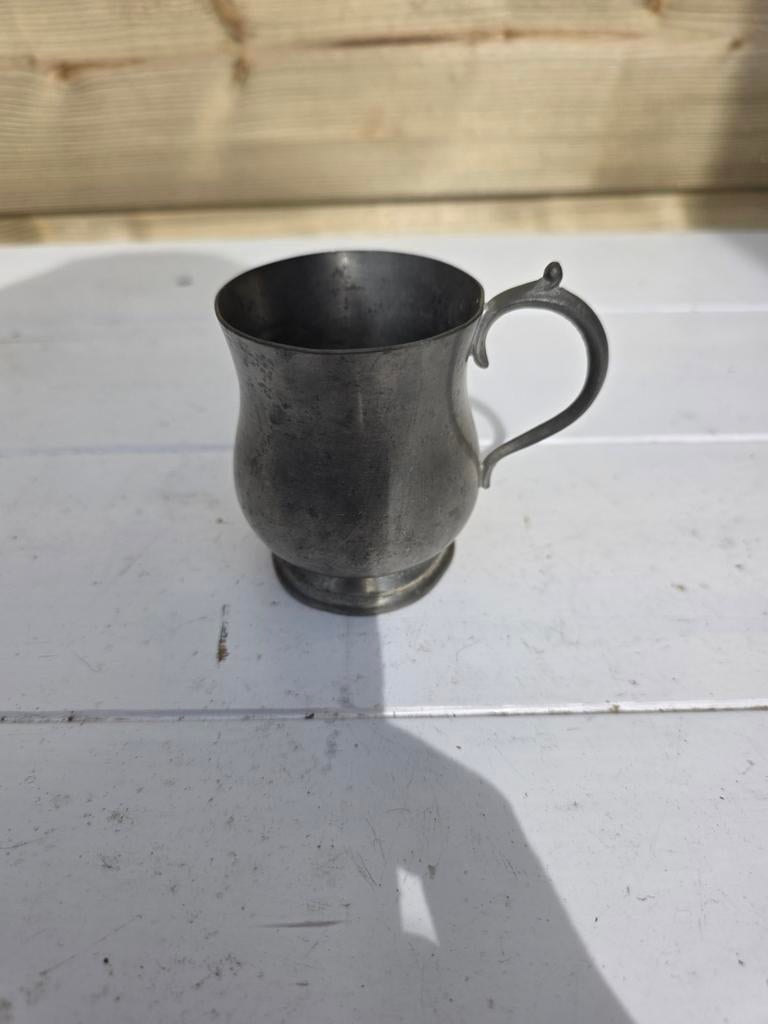 Vintage tinnen beker/mok, Antiek en Kunst, Antiek | Tin, Ophalen of Verzenden