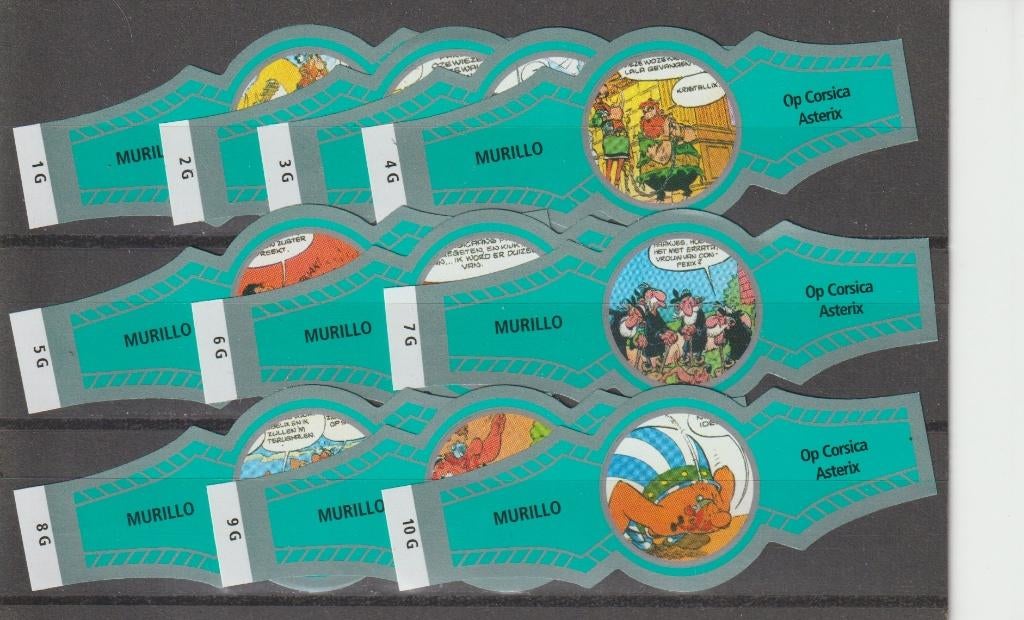 reeks  1287  asterix   1-10 sigarenbanden, Ophalen of Verzenden, Zo goed als nieuw, Sigarenbandjes