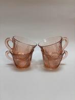 4 Roze Hazel Atlas Royal Lace Depression Glas Kopjes, Antiek en Kunst, Antiek | Glas en Kristal, Ophalen of Verzenden
