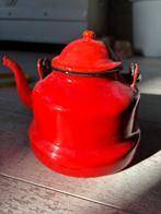 Rood emaille keteltje antiek vintage 16 cm, Ophalen of Verzenden