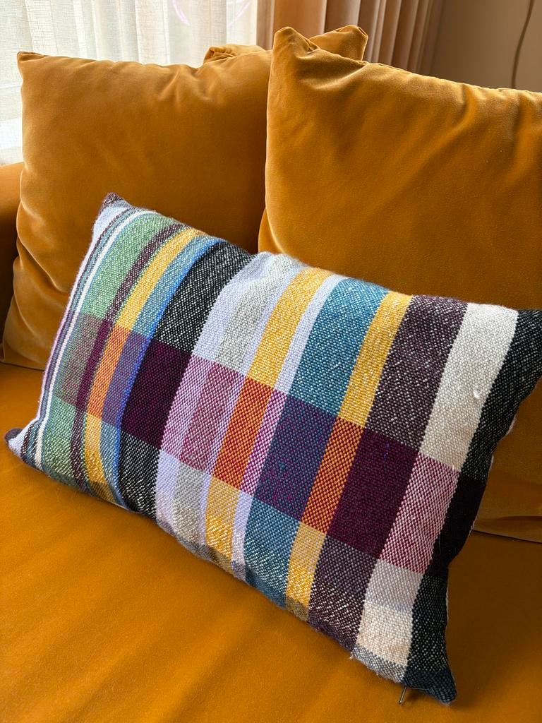 Hk Living kussen ruit 40x60 cm, Huis en Inrichting, Ophalen of Verzenden, Gebruikt, Overige kleuren, Rechthoekig