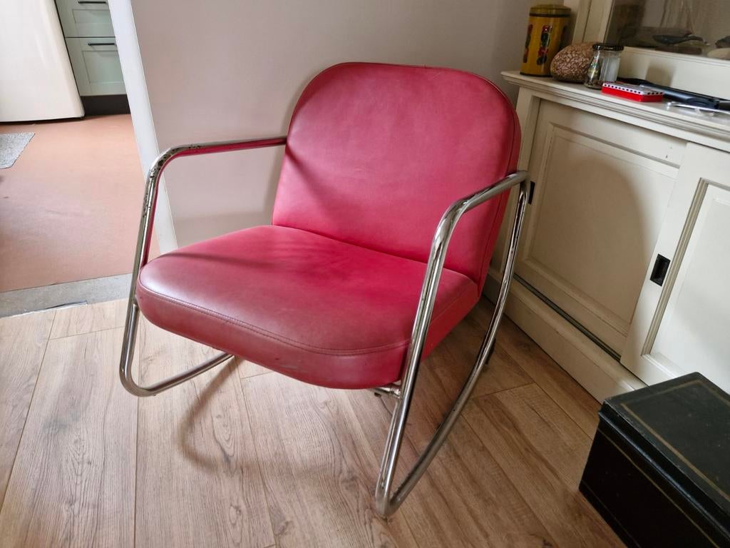 Vintage buisframe schommelstoel uit jaren 50/60, Ophalen of Verzenden, Gebruikt, 50 tot 75 cm