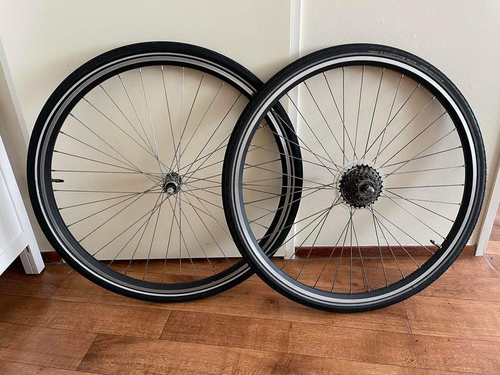 Wielset 28 inch met vrijwiel (7-speed) en Vittoria banden, Elektrische fiets, Zo goed als nieuw, Aluminium, Ophalen