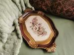 Vintage Italiaans dienblad hout en goud  +-38cm Miekje, Ophalen of Verzenden