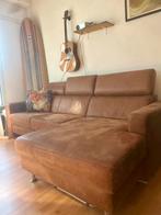 Bruine leren slaapbank, 200x150cm, Ophalen, Gebruikt, Bruin, Tweepersoons