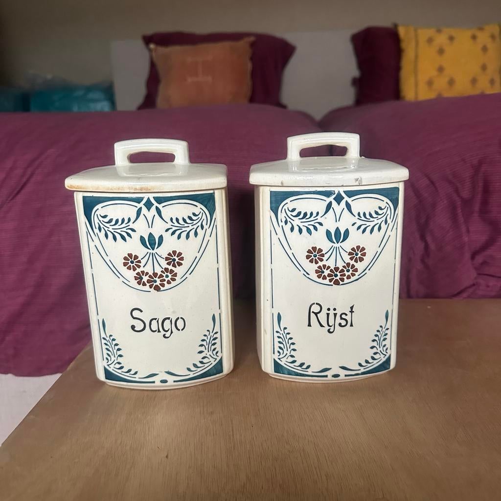 Antieke Keukenpotjes: Sago en Rijst Voorraadpotten, Antiek en Kunst, Antiek | Keukenbenodigdheden, Ophalen of Verzenden