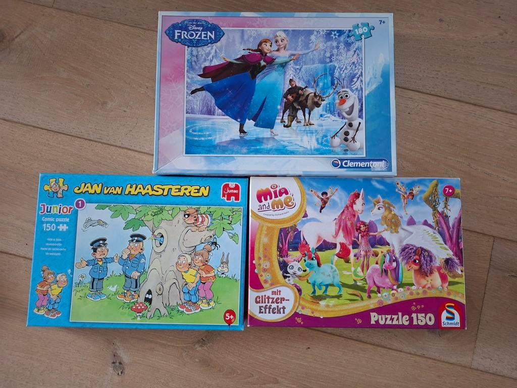 3 complete puzzels: Frozen, Jan van Haasteren, Mia and Me, Kinderen en Baby's, Ophalen of Verzenden, Meer dan 50 stukjes, Zo goed als nieuw