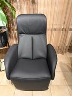 Jori relaxfauteuil - Zwart leer, zo goed als nieuw, Huis en Inrichting, Fauteuils, Ophalen of Verzenden, Zo goed als nieuw, Leer