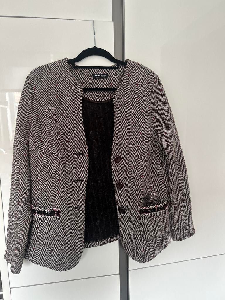 Frank Walder blazer grijs wit roze patroon maat 44 / XXL, Maat 42/44 (L), Ophalen of Verzenden, Zo goed als nieuw, Jasje