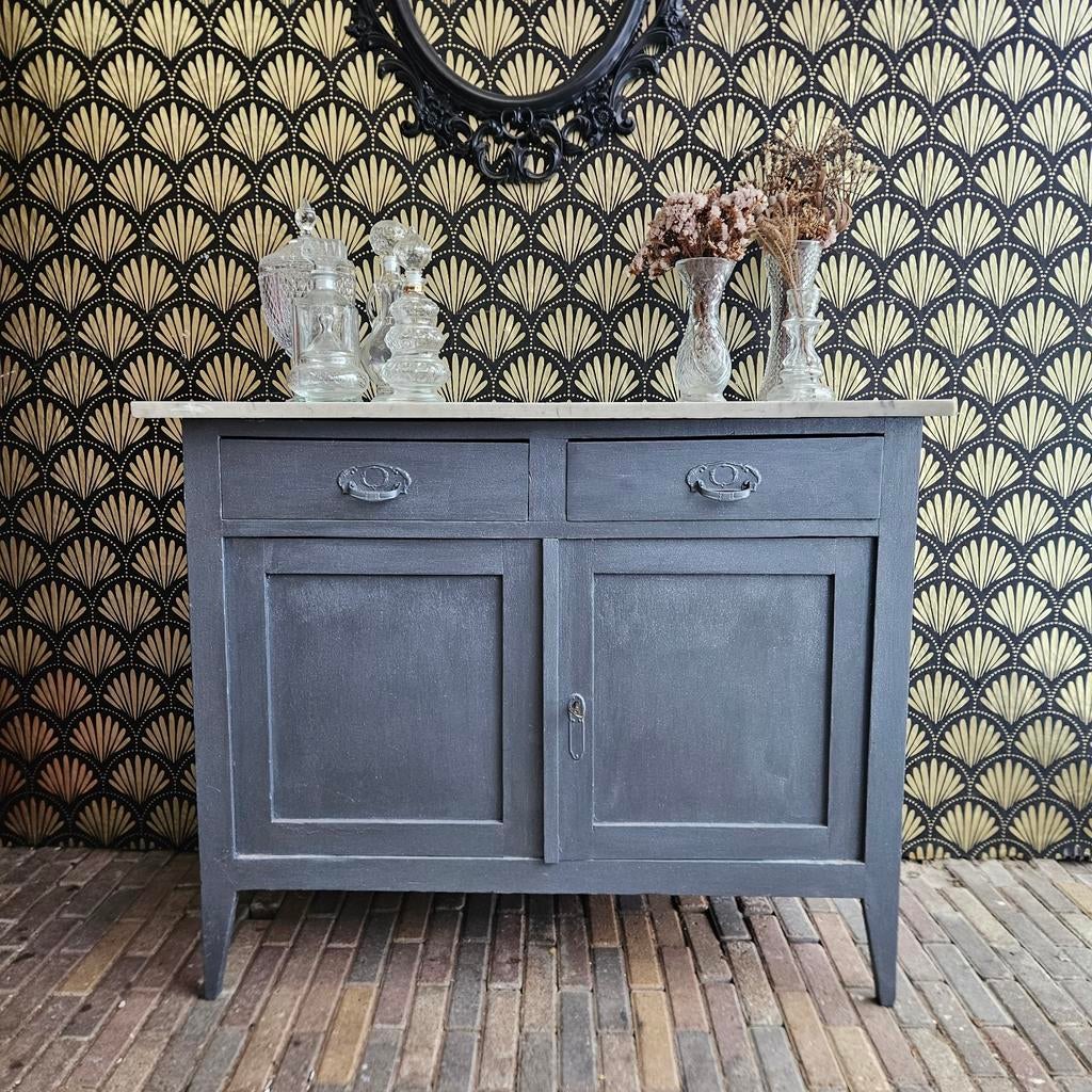 Leuke grijze commode/dressoir, Ophalen, Zo goed als nieuw, 25 tot 50 cm, 100 tot 150 cm